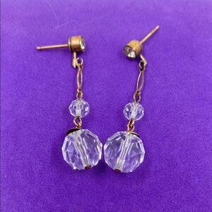💛 Antique Gold Filled Crystal Drop Earrings